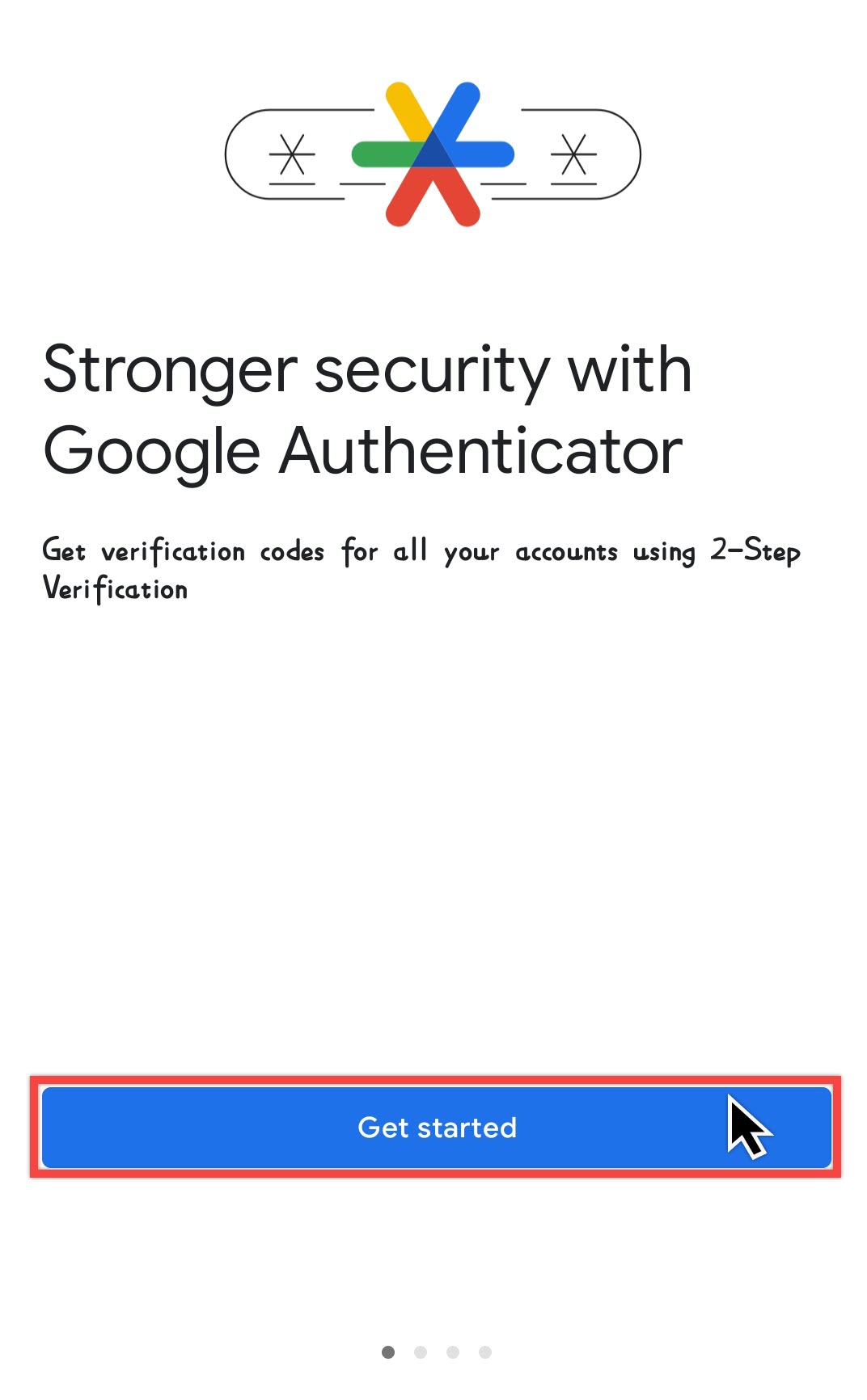 صفحه ورود به اپلیکیشن Google Authenticator