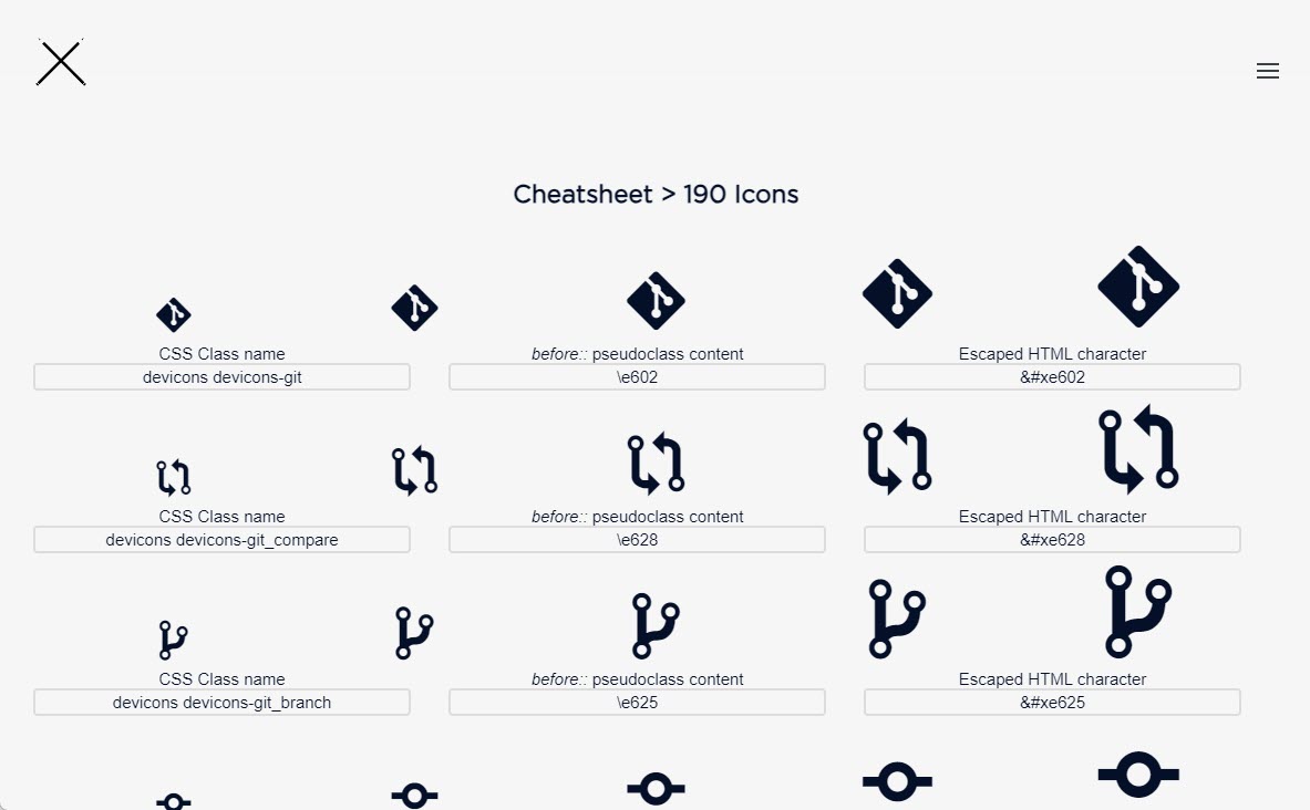 فونت آیکون Cheatsheet