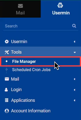 انتخاب گزینه File Manager