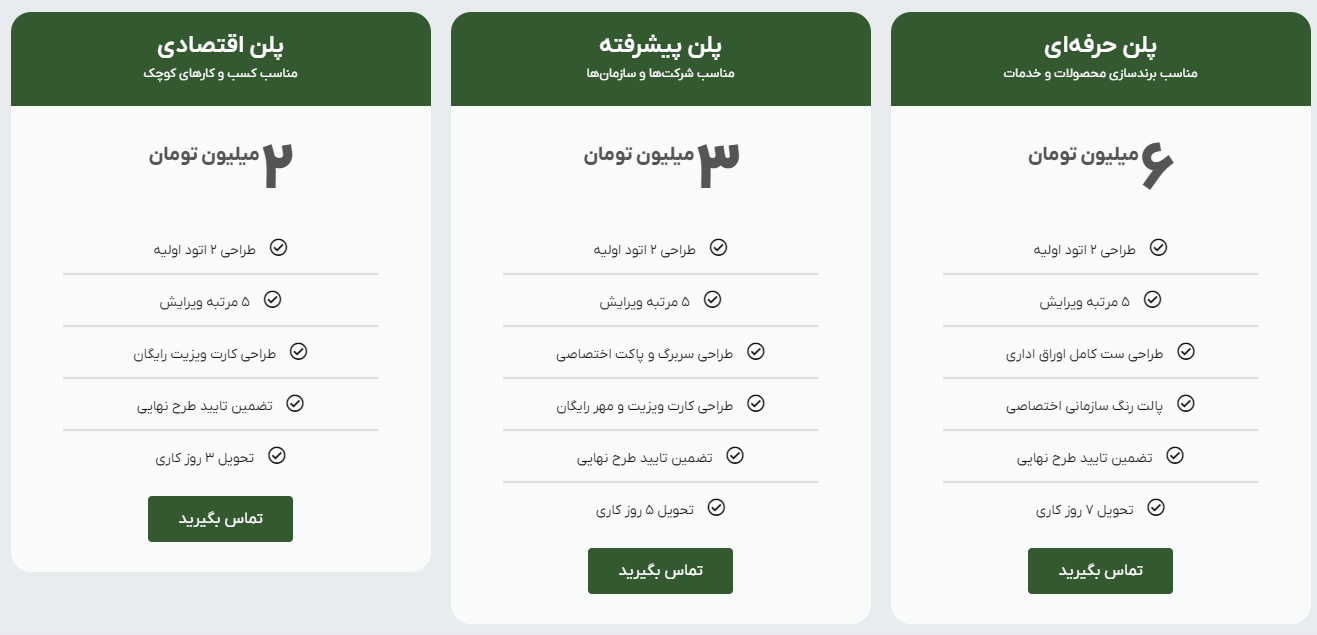 نمونه تعرفه طراحی لوگو