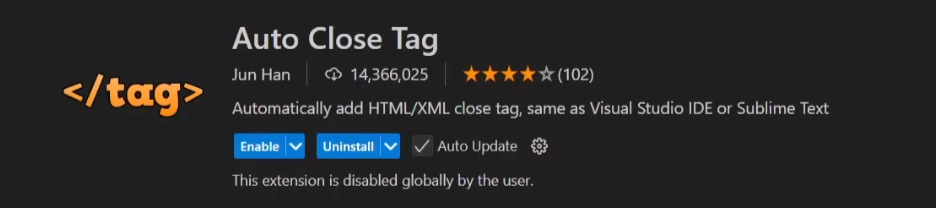 افزودنی auto close tag