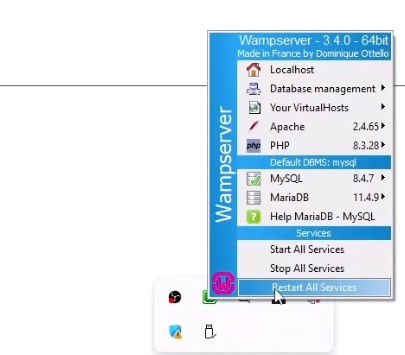 مرحله ششم: راهاندازی مجدد WAMP Server