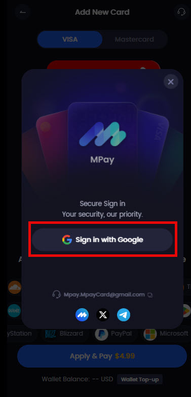 ورود و ثبت‌نام در MPAY با استفاده از حساب گوگل