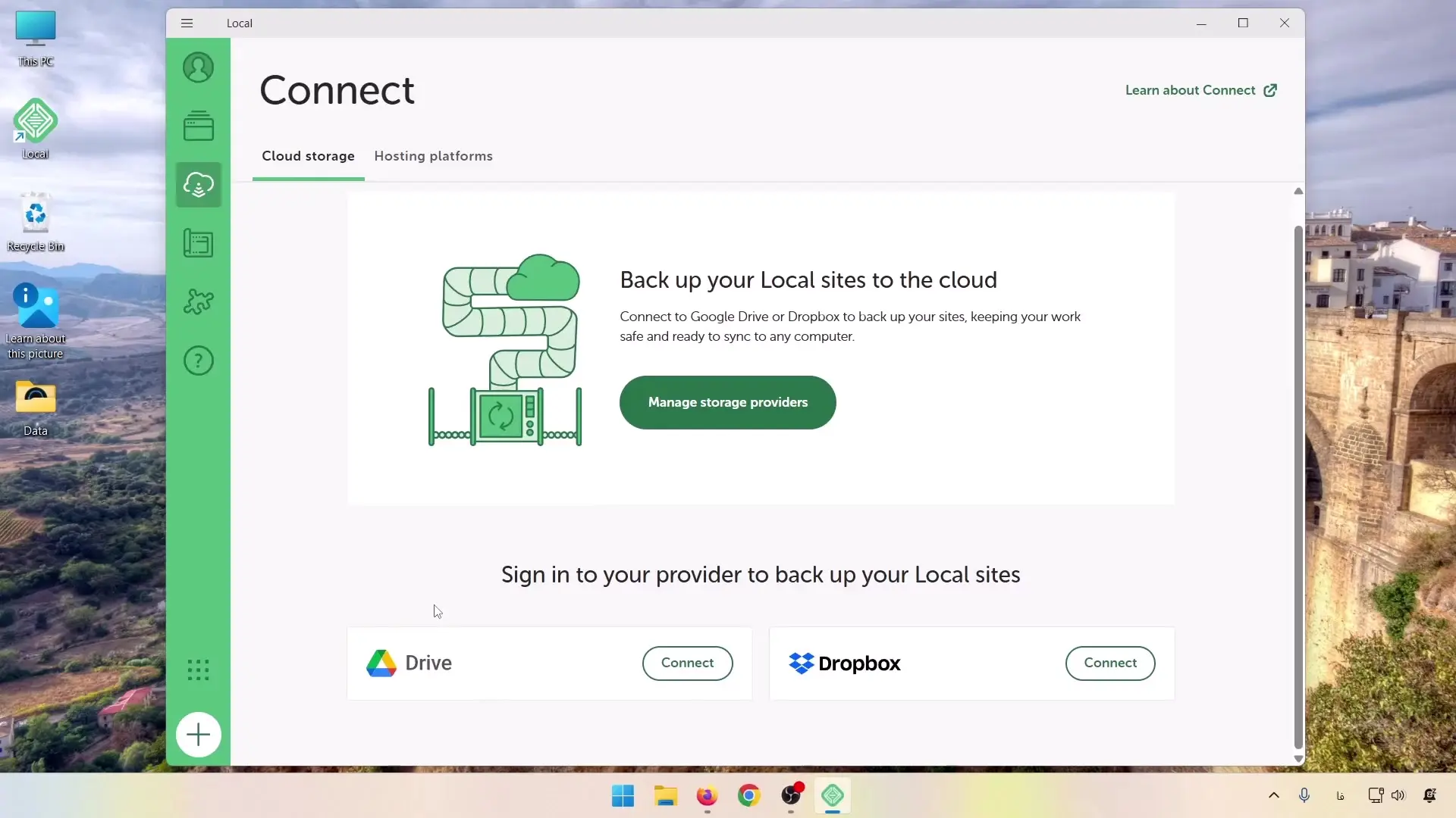 اتصال LocalWP به گوگل درایو و دراپ باکس برای بکاپ